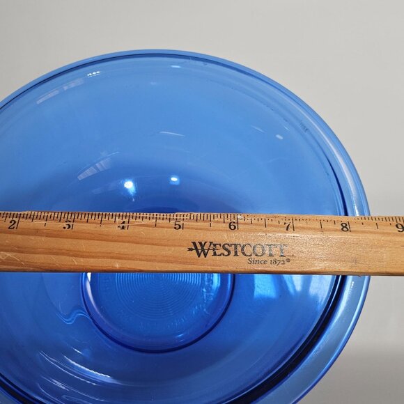 Pyrex Blue Mixing Nesting Bowl 1.5qt vtg kitchenwares serving 8.5" made in USA - Picture 6 of 9